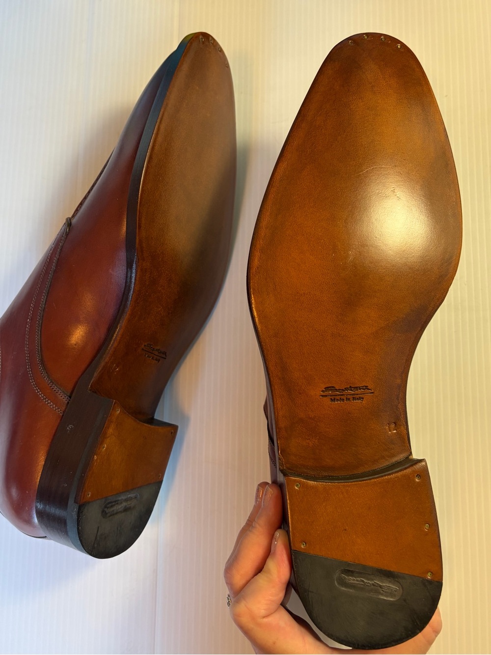 Santoni Chestnut Brown Leather Oxford Shoes - Picture 3 of 6
